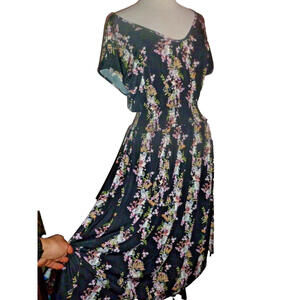 NEW Melissa Masse Rutched Elastic Waist $350 Neiman Marcus Dress Floral M Medium